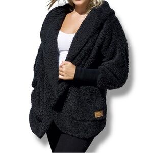 Nordic Beach Apparel Cozy Jacket Wrap in Black Licorice One Size